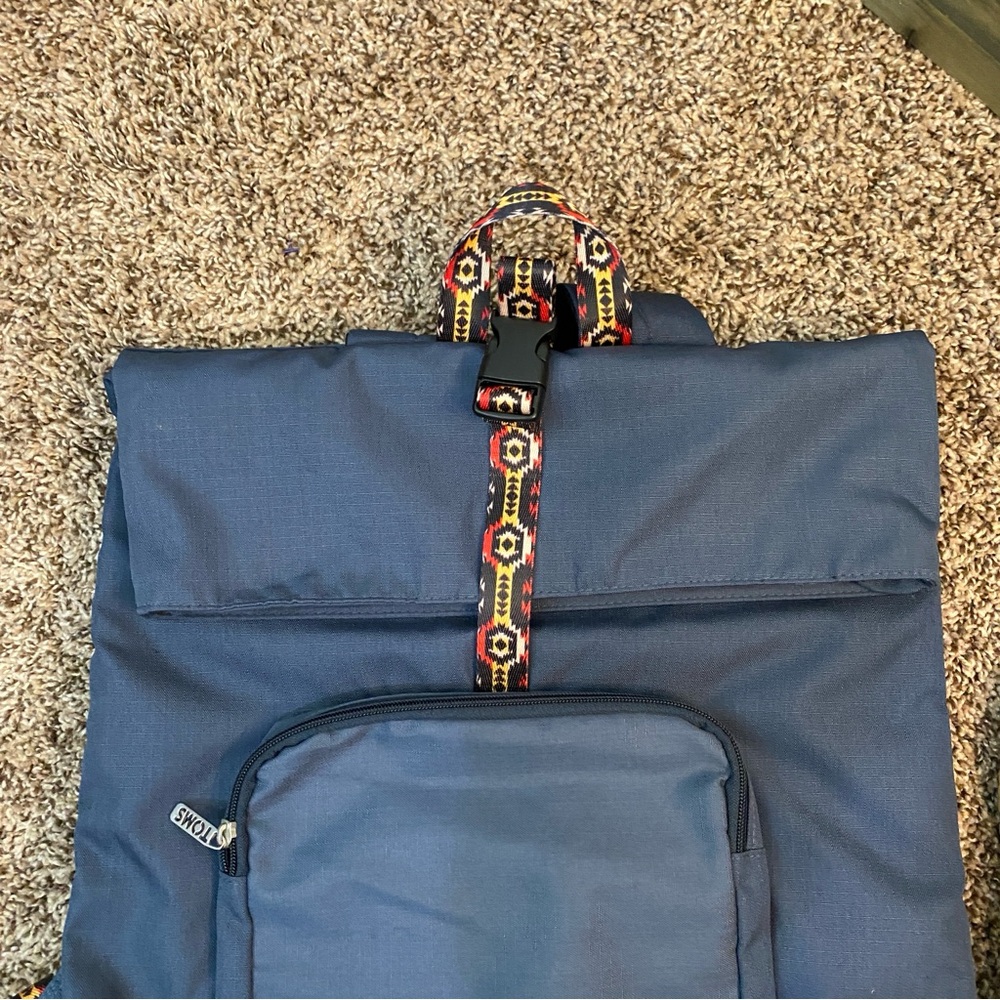 Toms Blue Backpack with Adjustable Patterned Straps - Picture 2 of 5